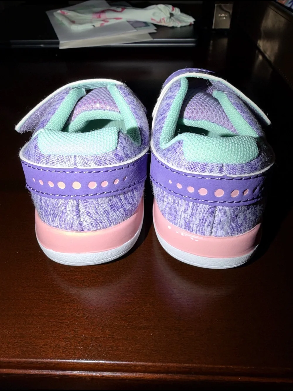 See Kai Run Purple Sneakers with Mint Lining and Pink Sole